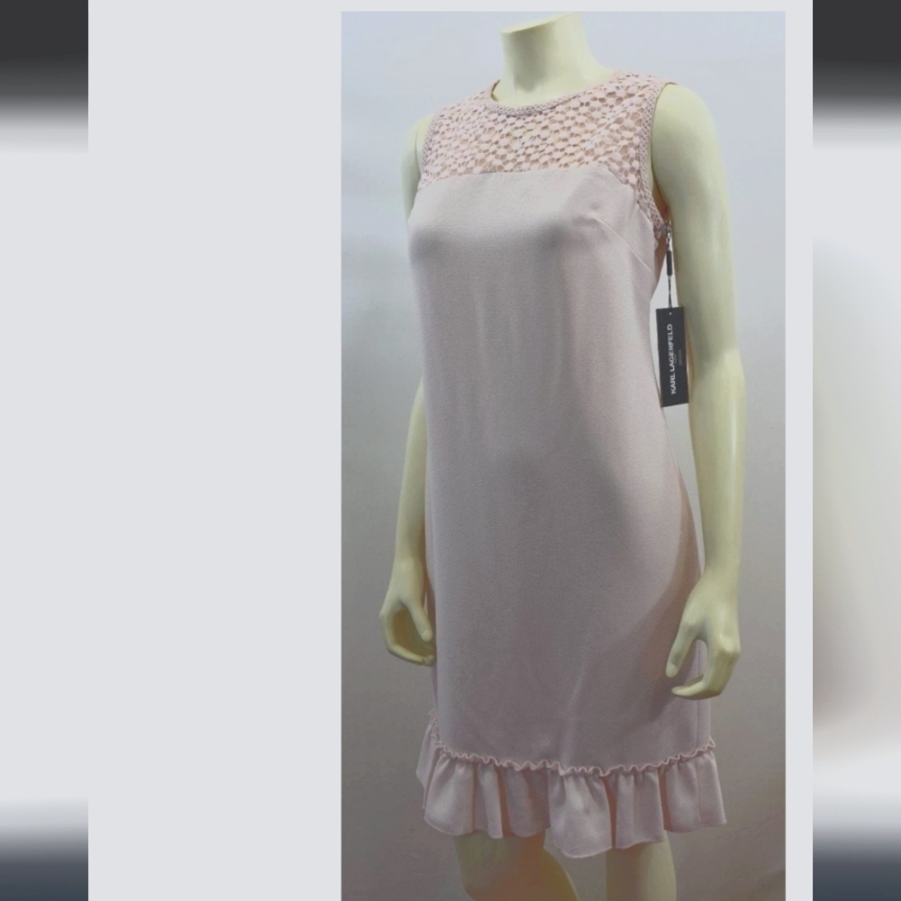 Karl Lagerfeld Pink Lace Dress Size 6 New With Tags